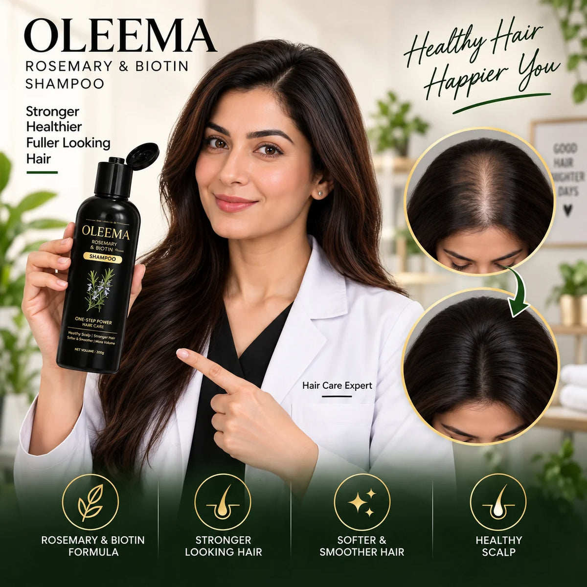 MD OLEEMA Rosemary & Biotin Shampoo — for softer, stronger, naturally healthy-looking hair.