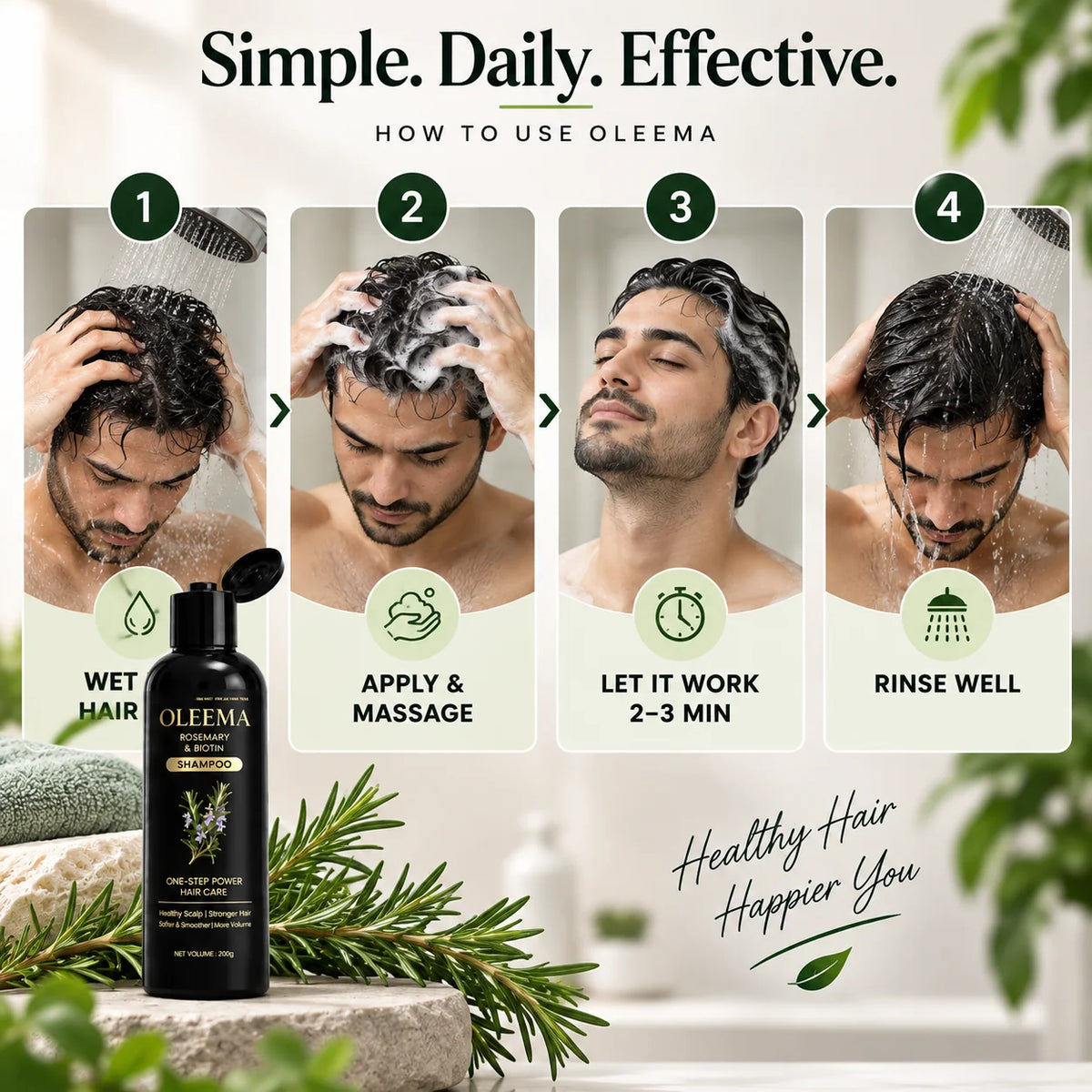 MD OLEEMA Rosemary & Biotin Shampoo — for softer, stronger, naturally healthy-looking hair. Promo Banner